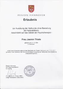 Heilpraktiker Erlaubnis Jasmin Thiele